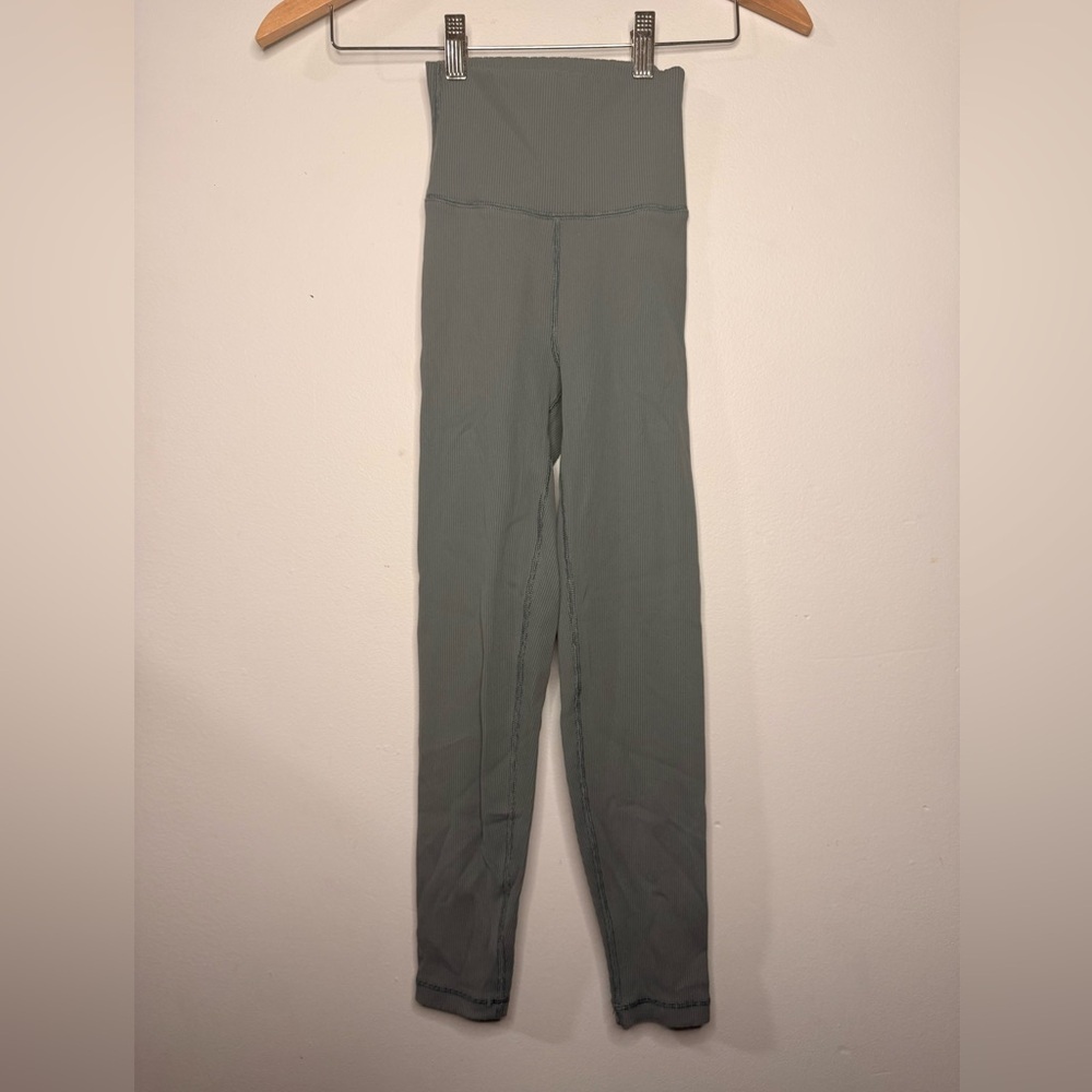OFFLINE By Aerie Ribbed Leggings XS Short Green High Waisted Workout Pants